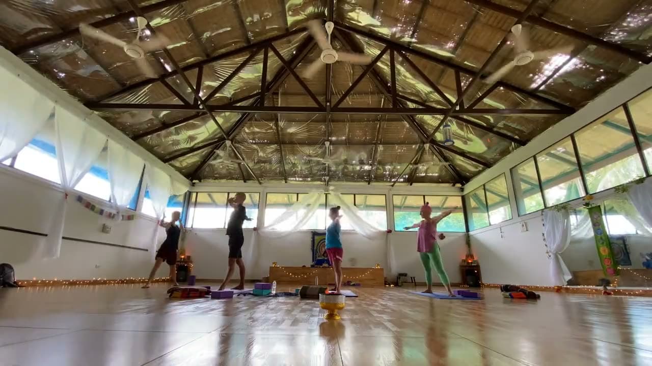 A group class in a bright studio