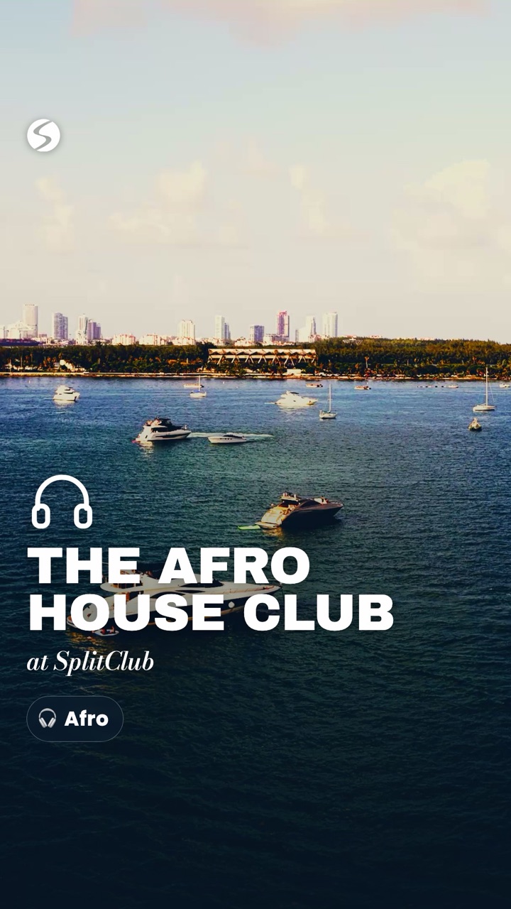 The Afro House Club at SplitClub: the club icon and name over Biscayne Bay