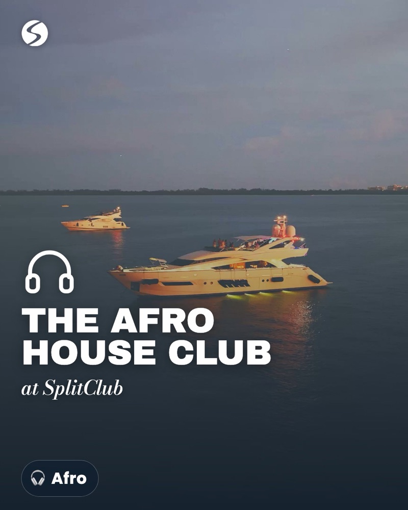 The Afro House Club: the club icon and name over Biscayne Bay