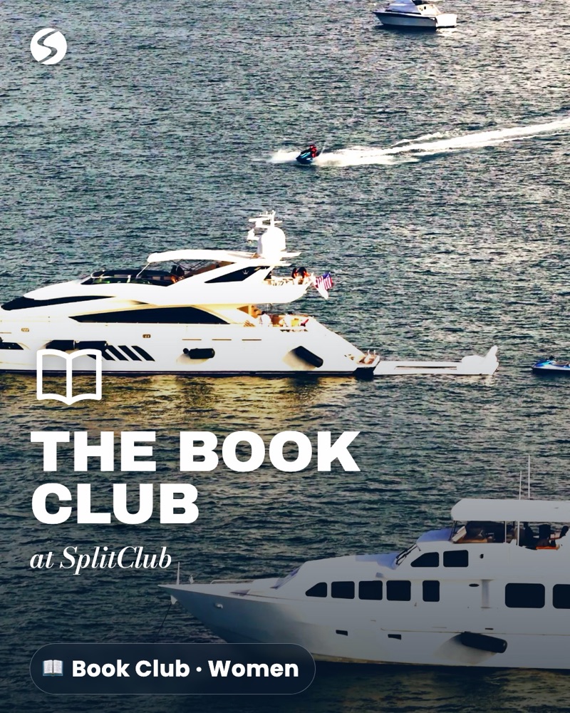 The Book Club: the club icon and name over Biscayne Bay