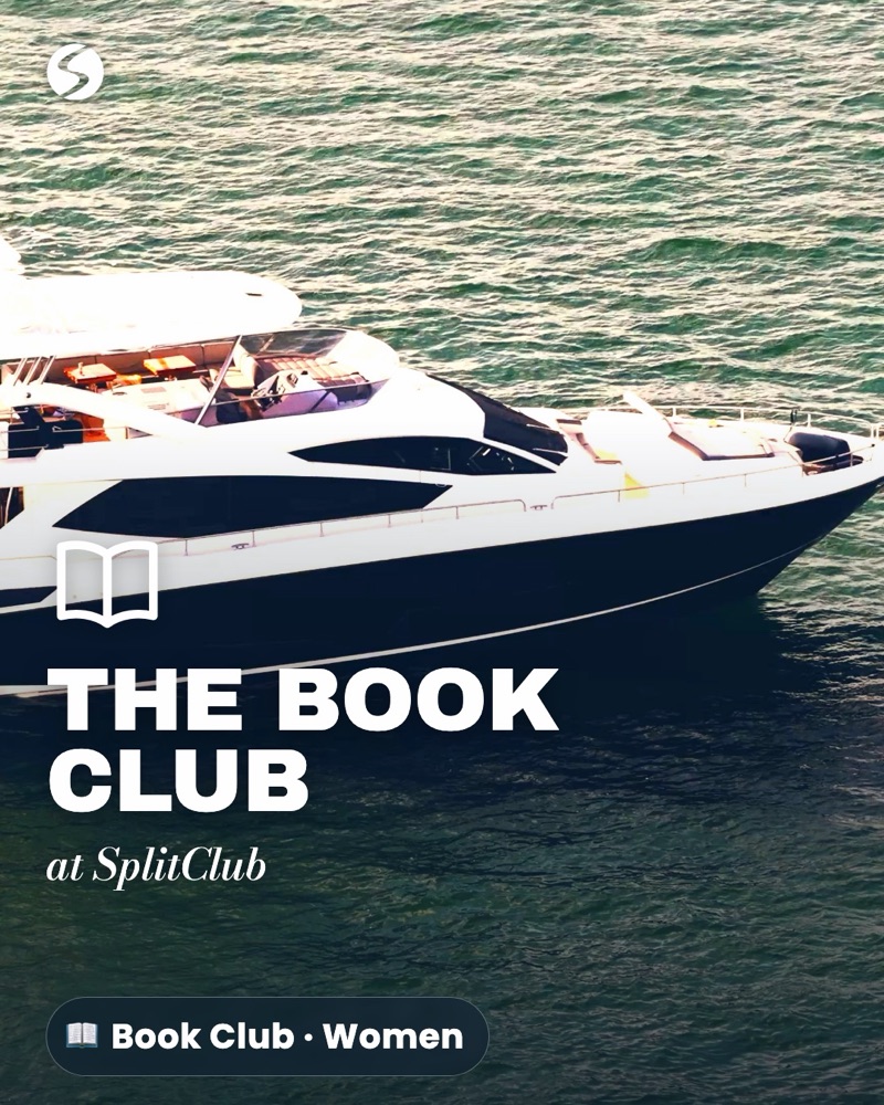 The Book Club: the club icon and name over Biscayne Bay