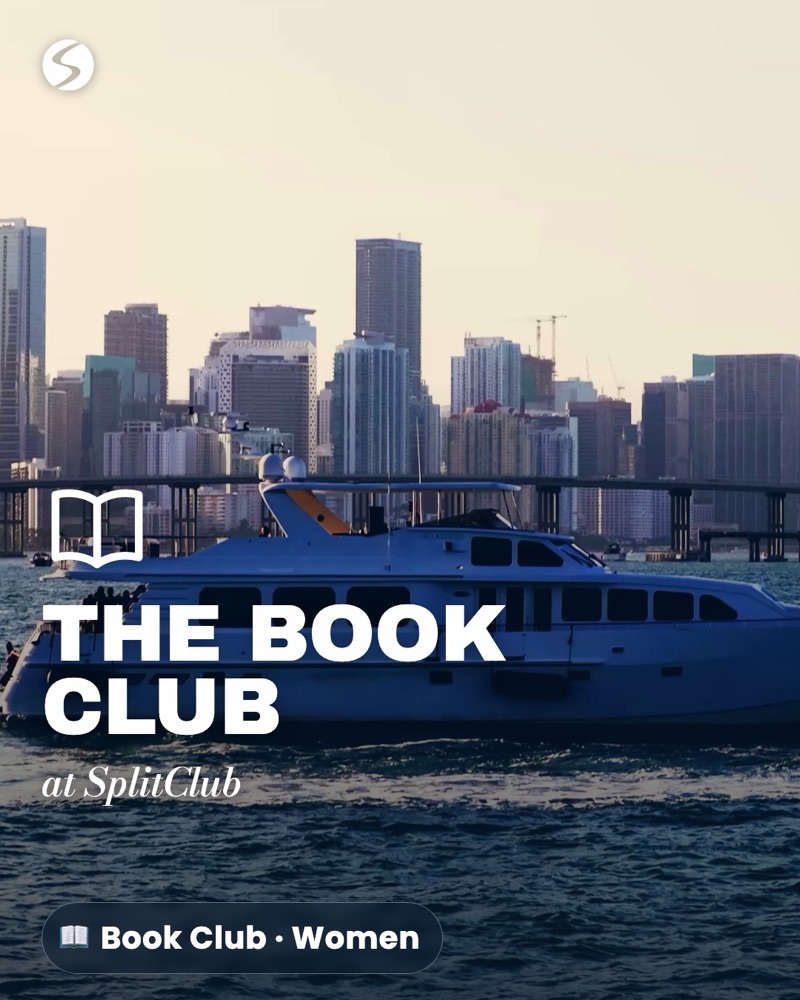 The Book Club: the club icon and name over Biscayne Bay