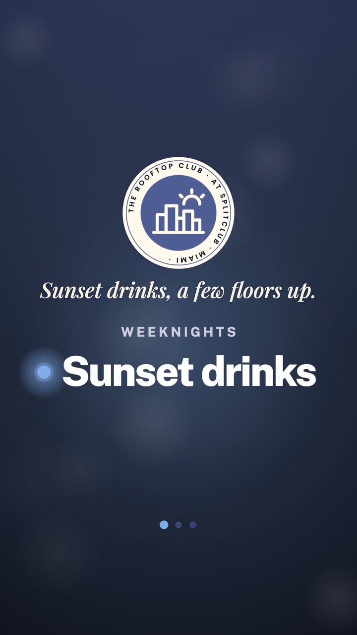The Rooftop Club at SplitClub, Miami. Sunset drinks, a few floors up.